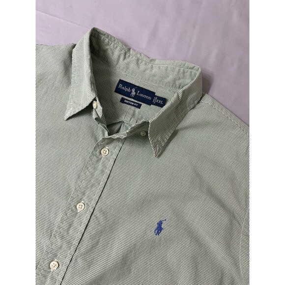 Ralph Lauren Shirt Mens 2XL XXL Gingham Oxford Custom Fit Dress Button Down VTG - Picture 1 of 16